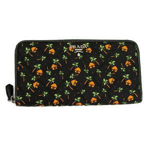 Prada Wallet black nylon long quilted Tessuto St Palm Nero